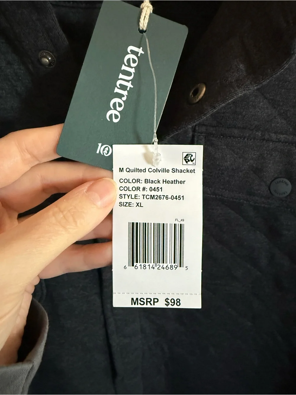 tentree nwt quilted